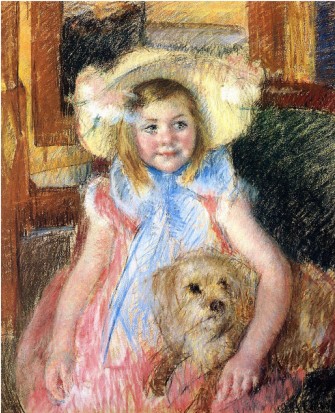 Sara with her dog - Mary Cassatt Painting on Canvas